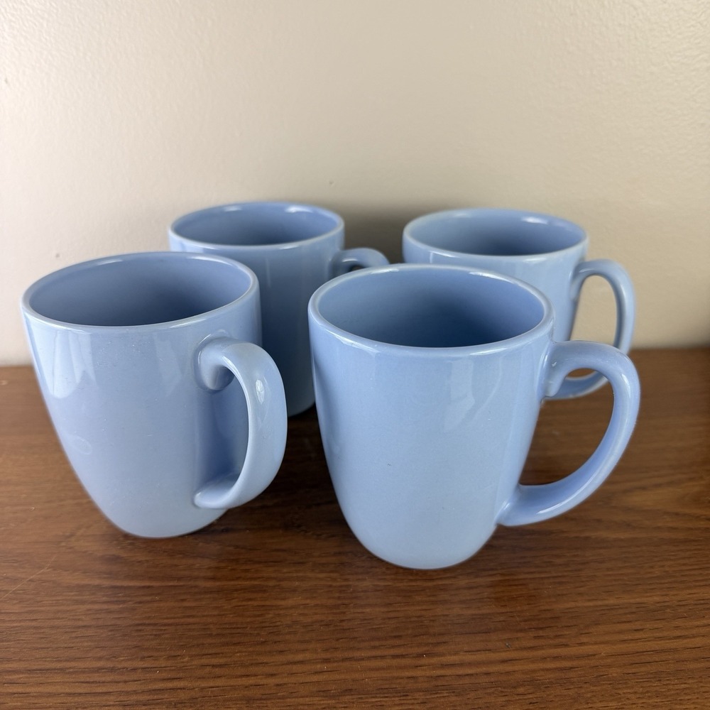 Corelle Stoneware Light Blue Coffee Mugs Set of 4 Modern Ceramic Cups